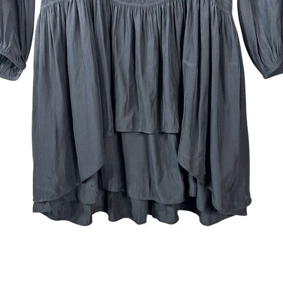 RAMY BROOK Aidan Black Mini Dress Size Medium Silk Blend Long Sleeve - Picture 10 of 13